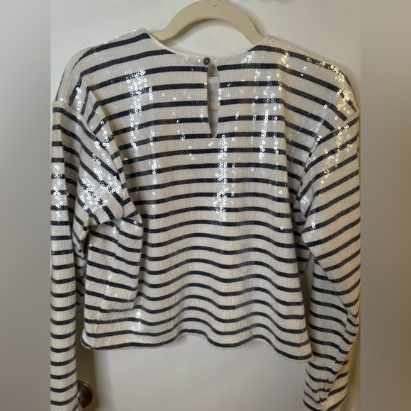 NWT FRAME Sequined striped organic cotton Top XS $398 - Picture 8 of 16